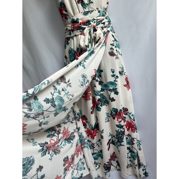 Hinge Floral Maxi Wrap Dress Size M Boho Feminine Romantic Tropical Prairie Cute - Picture 4 of 12
